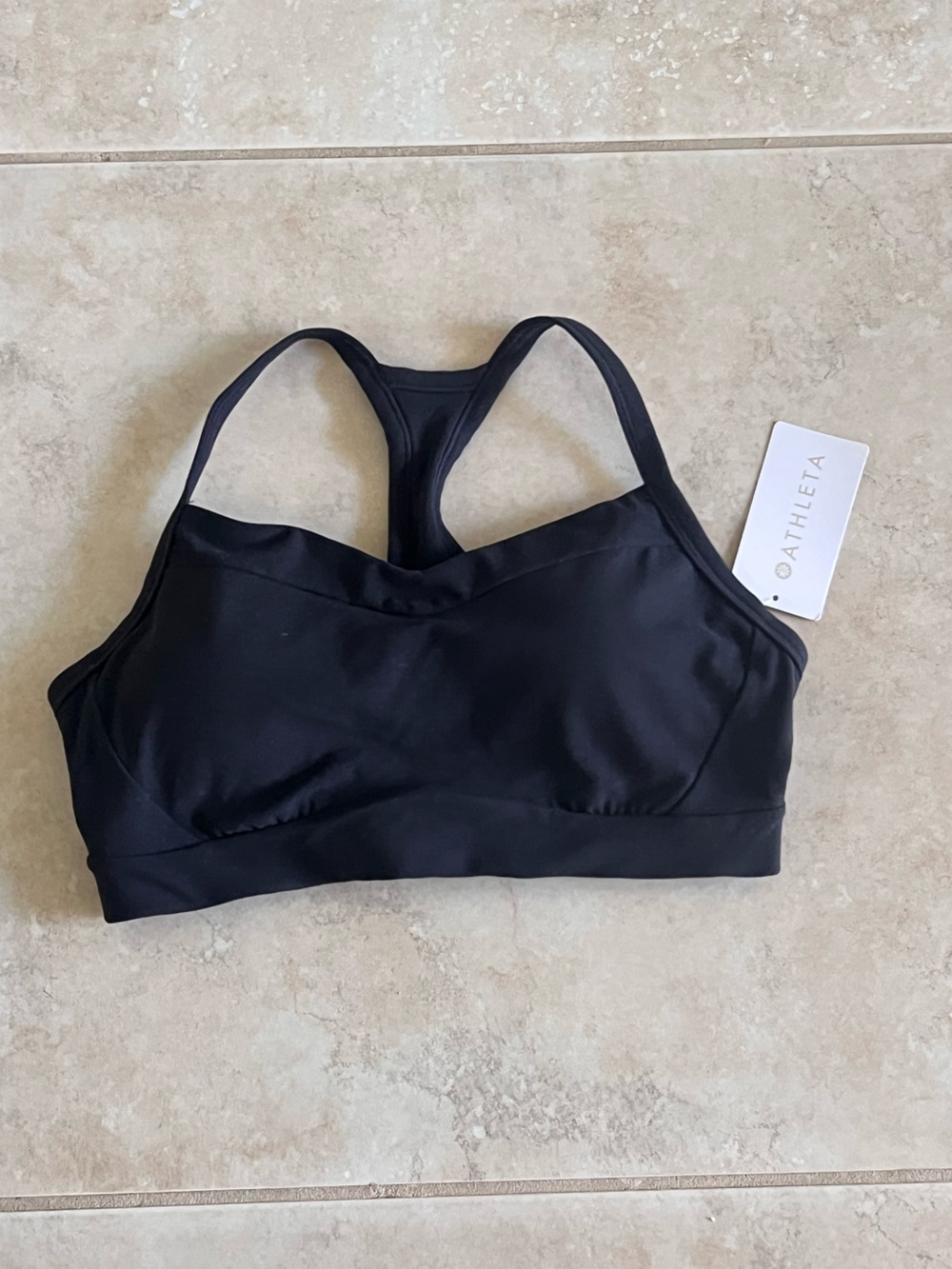 Athleta Black Racerback Vital Sport Bra size Small D-DD